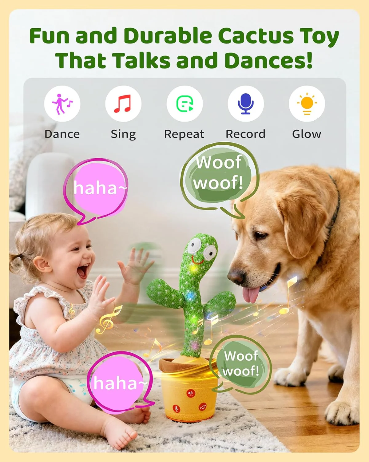 Baby Toys 0-6 3-6 6-12 12-18 Months Dancing Talking Cactus, Toddler Boys Girls Gifts for 2 3 4 5 6 7 8 9 10 Month Old Baby Toys for 1 Year Old Boy Girl