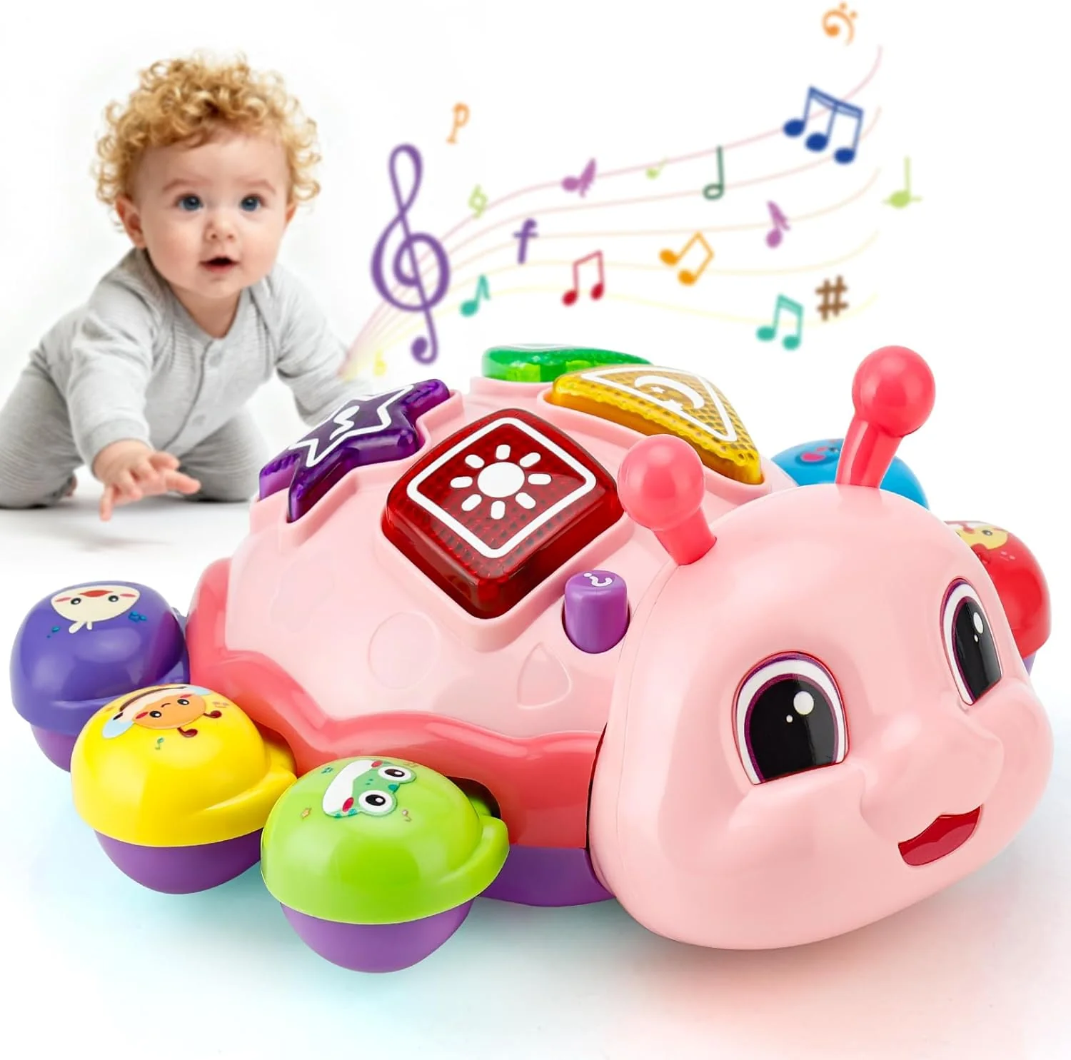 Musical Baby Toys, Infant Light up Music Toys Tummy Time Development, Crawling Toy for 6 7 8 9 10 11 12+ Month Old, Christmas Birthday Gifts for Babies Boys